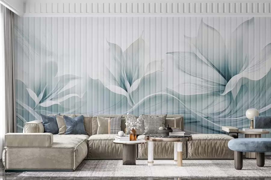 murales de pared Flores abstractas de acuarela detrás de un cristal w03563v2