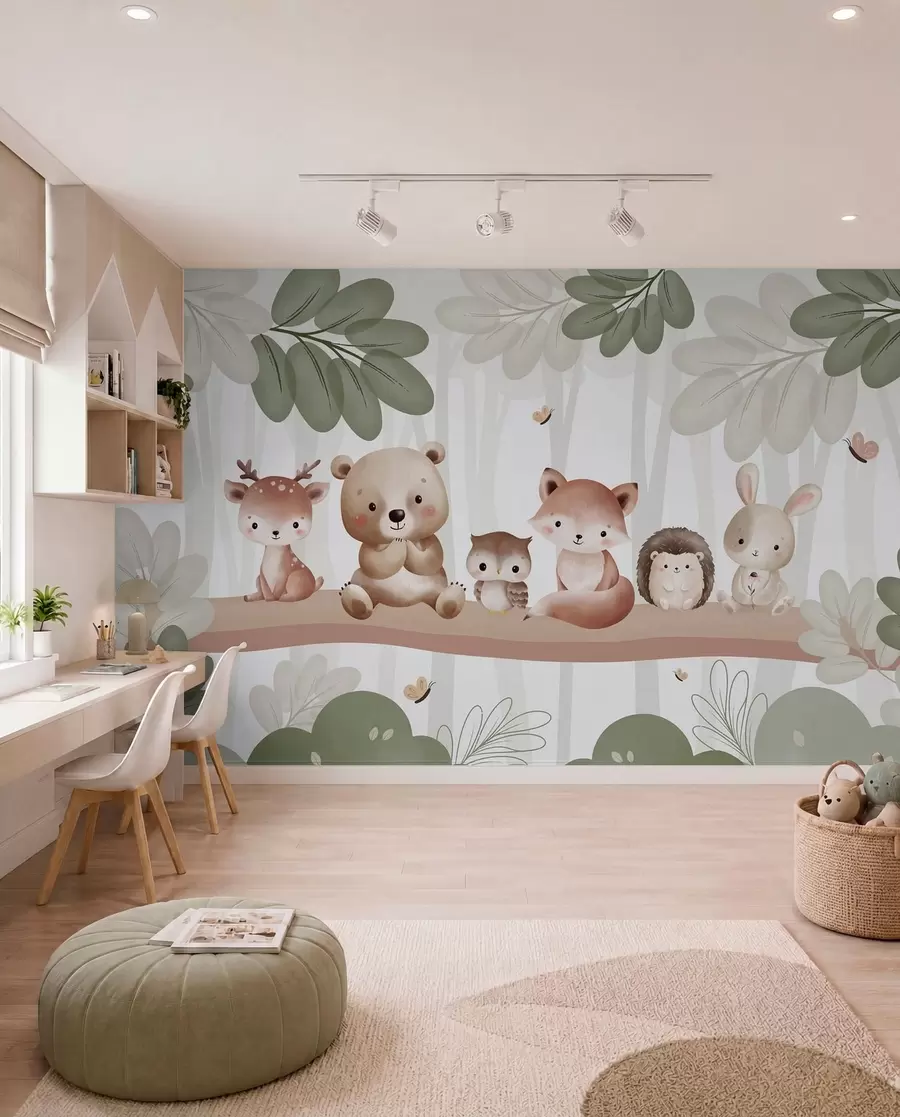 murales de pared Animales del bosque en fila w03411