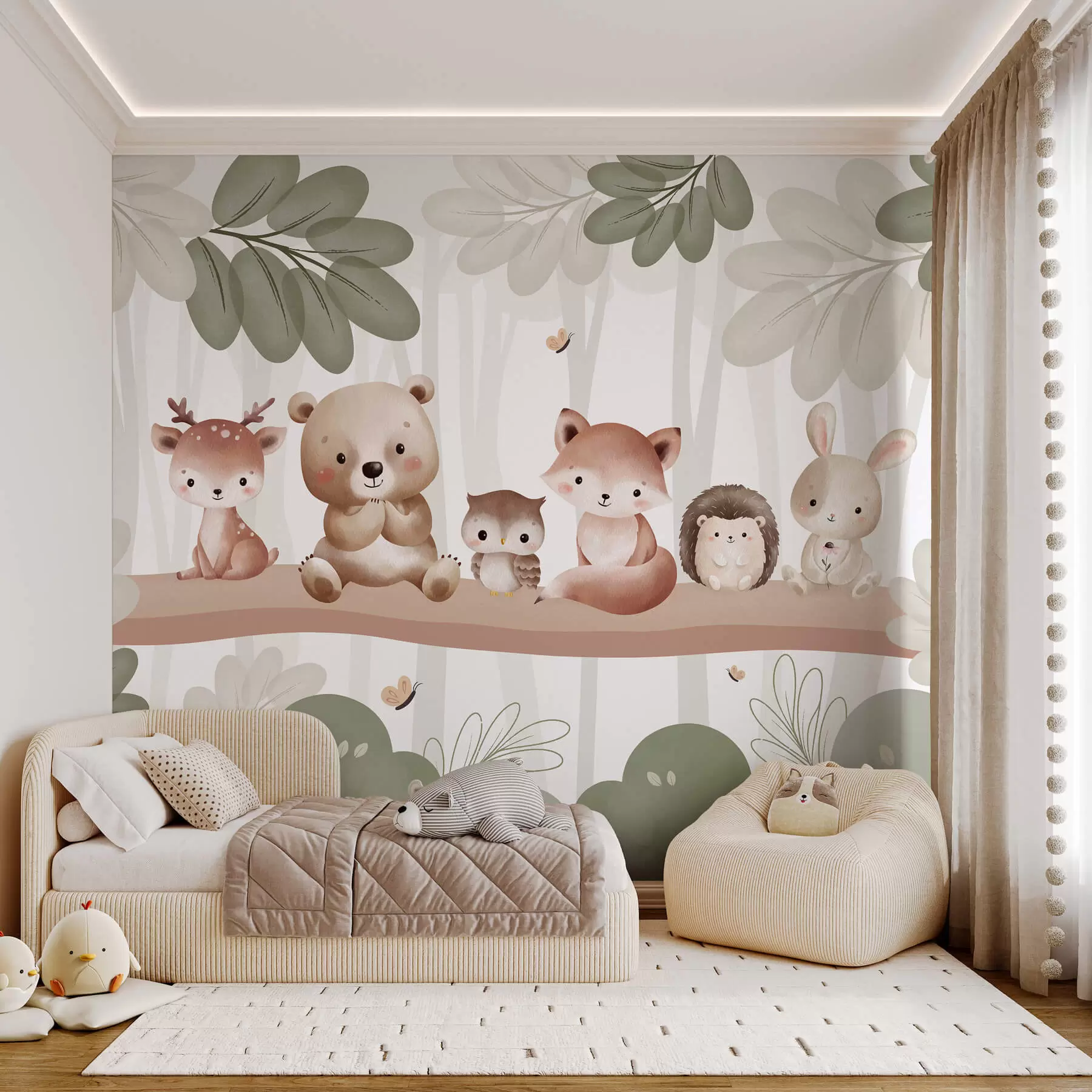 murales de pared Simpáticos animales en el bosque w03411