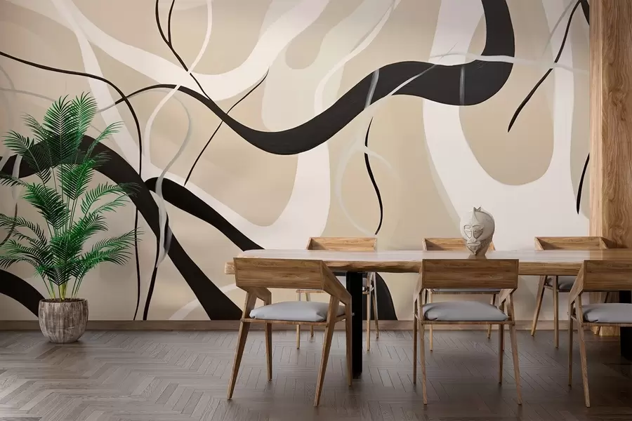 murales de pared Composición abstracta con líneas curvas w03503