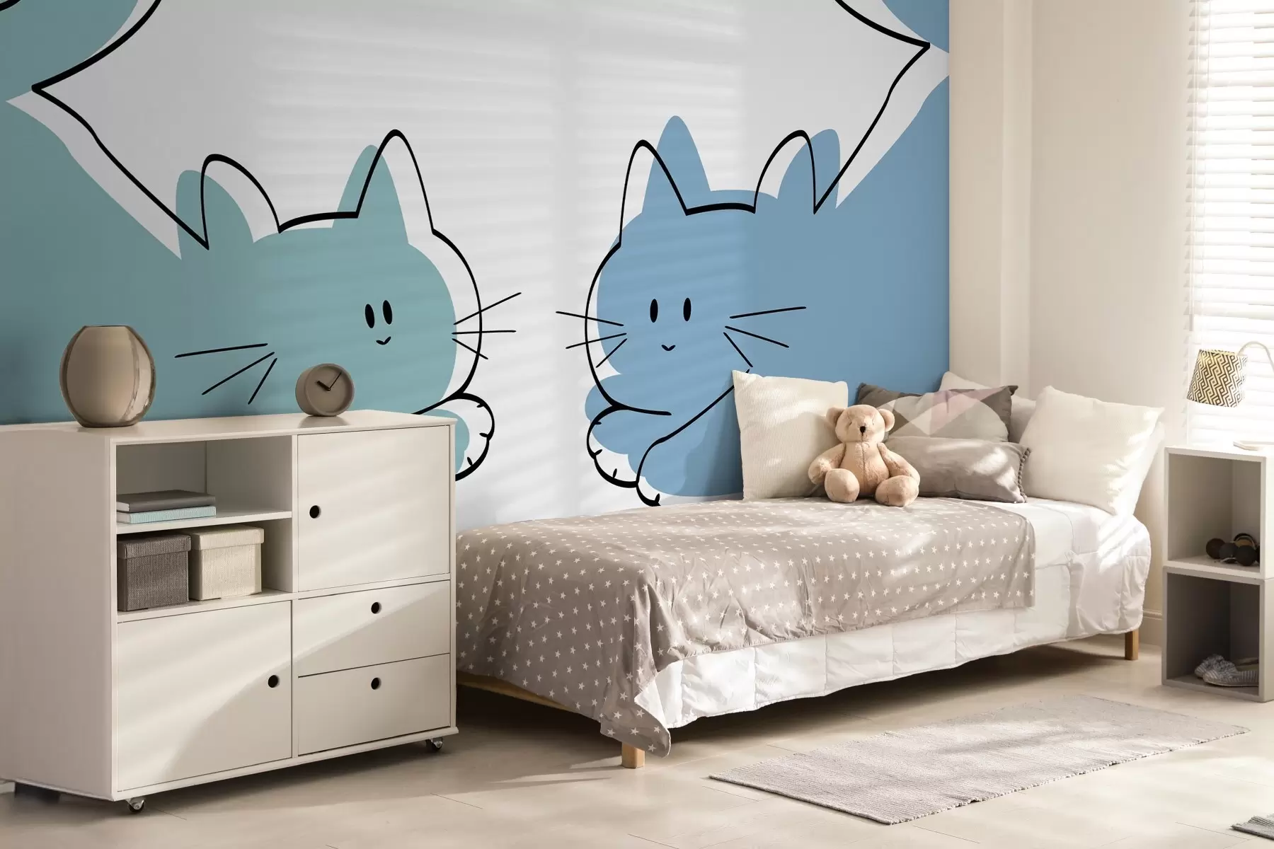 murales de pared Gatitos, tonos azules w03564v1