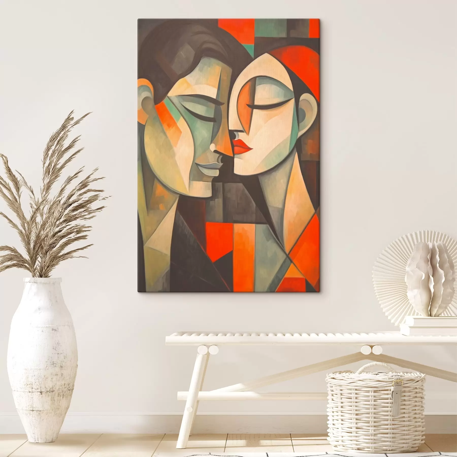 murales de pared Retrato abstracto de una mujer en colores cálidos s43524