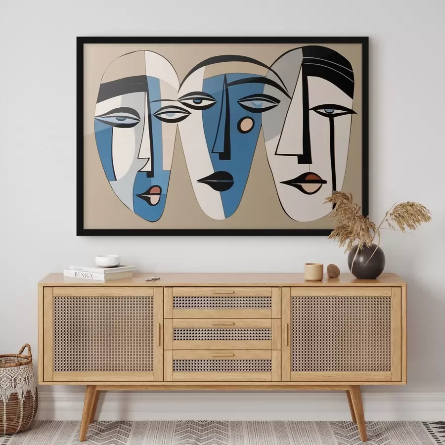 murales de pared Retrato abstracto de un gato en estilo geométrico f43526