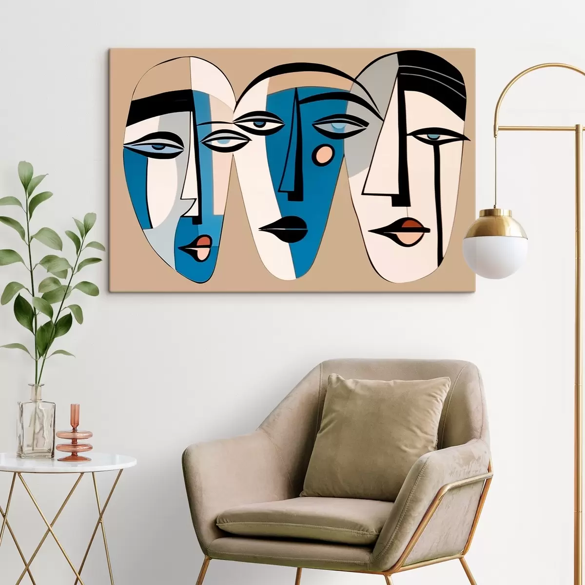 murales de pared Retrato abstracto de un gato en estilo geométrico s43526