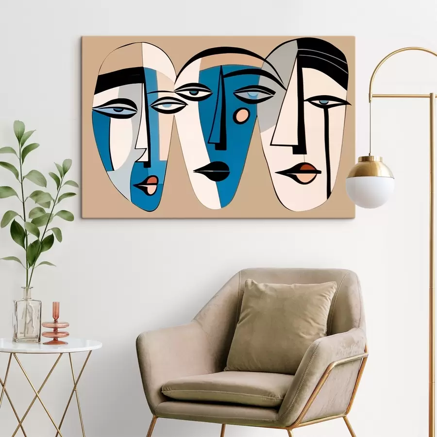 murales de pared Retrato abstracto de un gato en estilo geométrico s43526