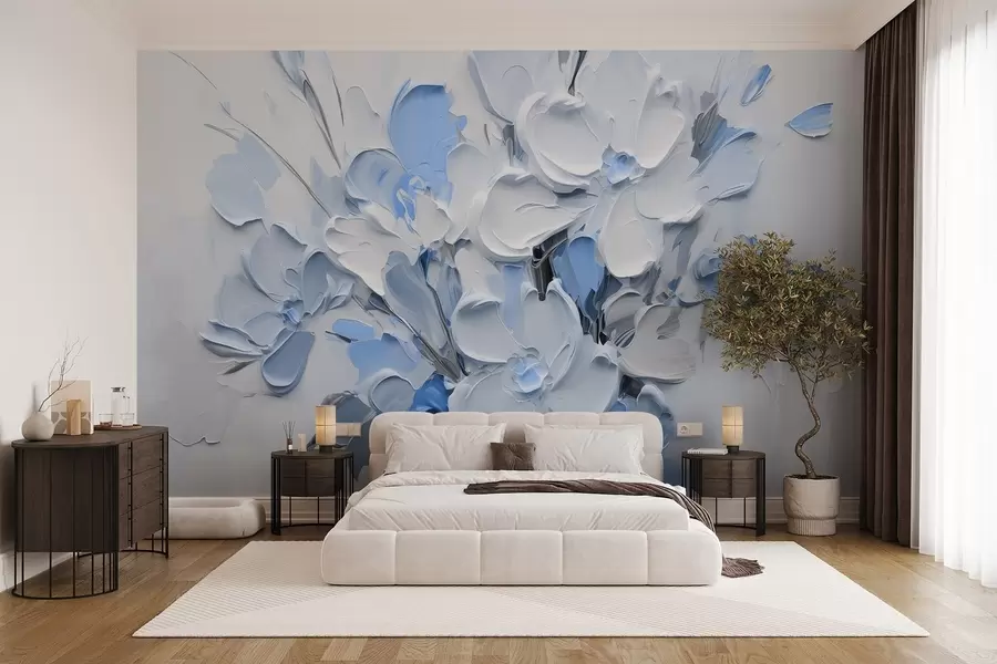 murales de pared Flores volumétricas abstractas al óleo w03582v1