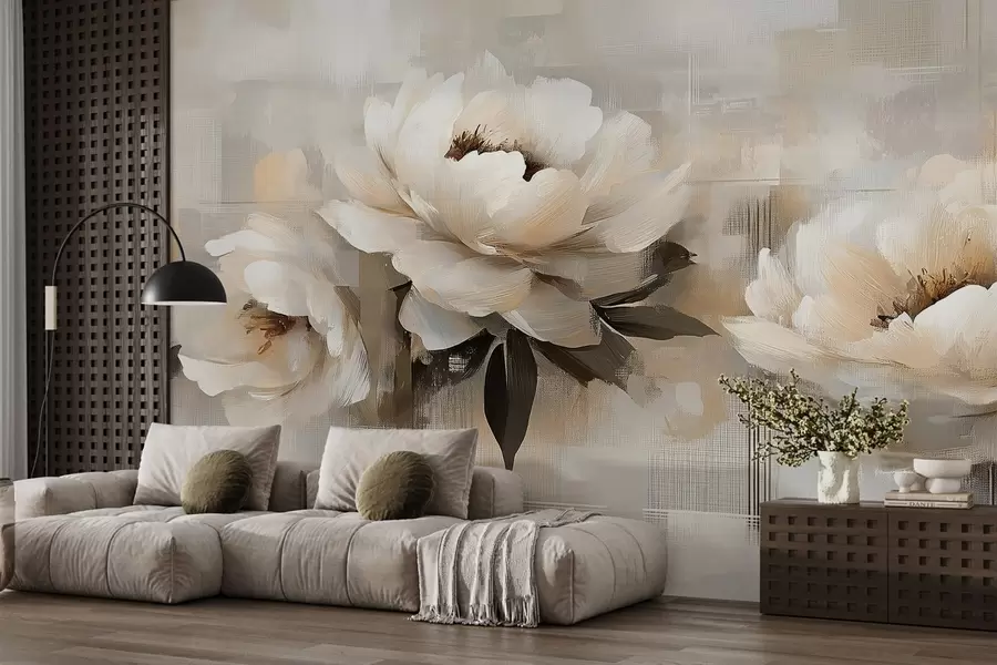 murales de pared Peonias Vintage Abstractas Blancas w03581