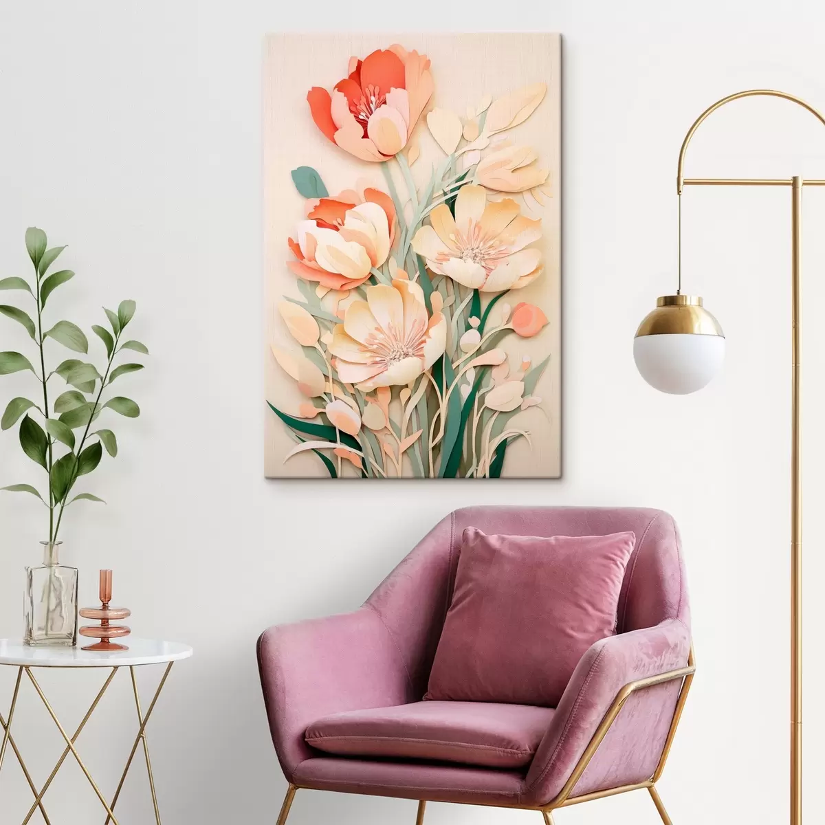 murales de pared Delicadas flores de papel s43568