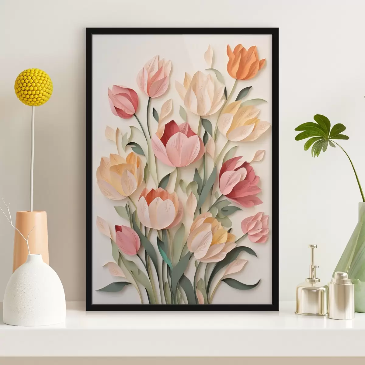 Poster Tulipanes de papel en flor f43567