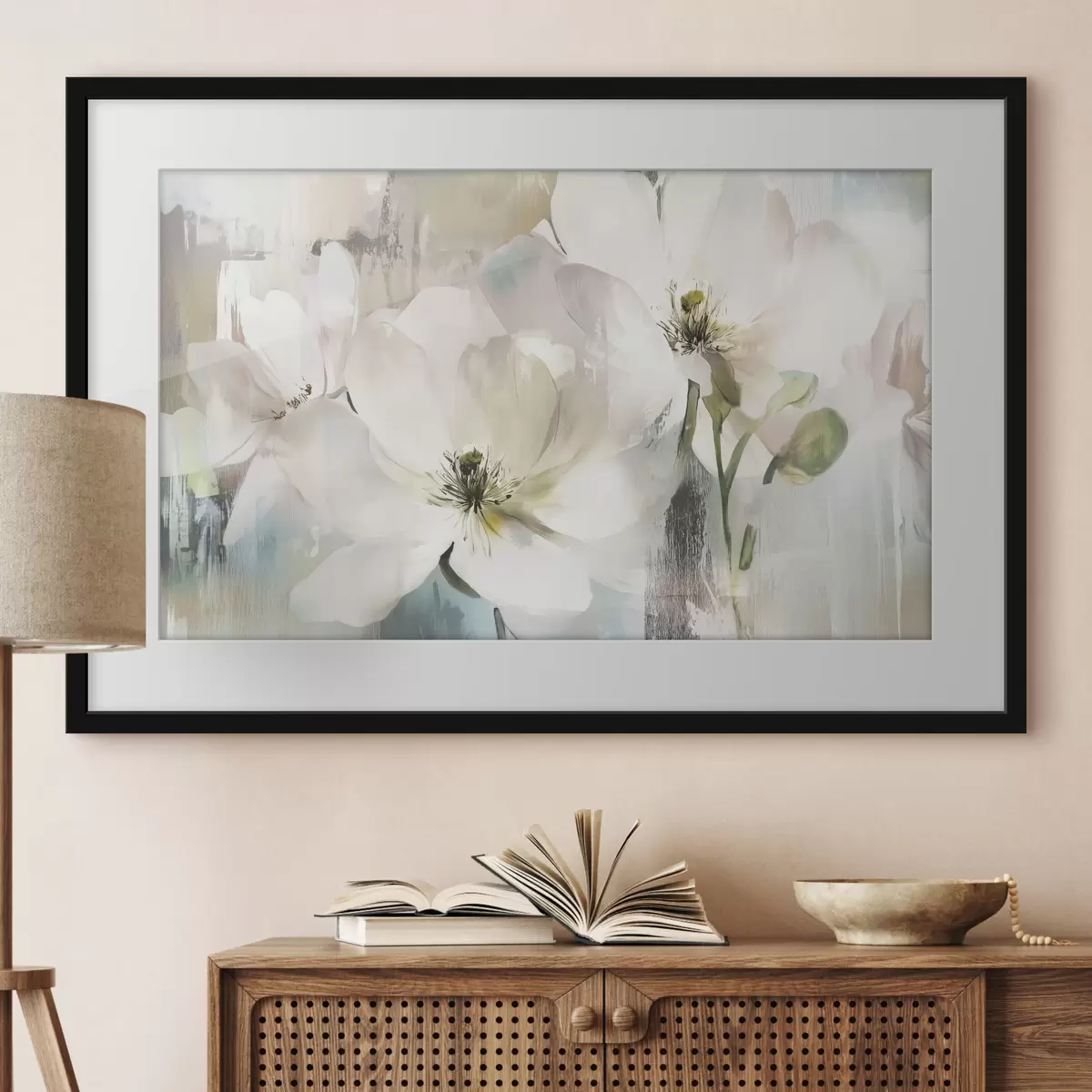 Poster Pausa de flores blancas f43903