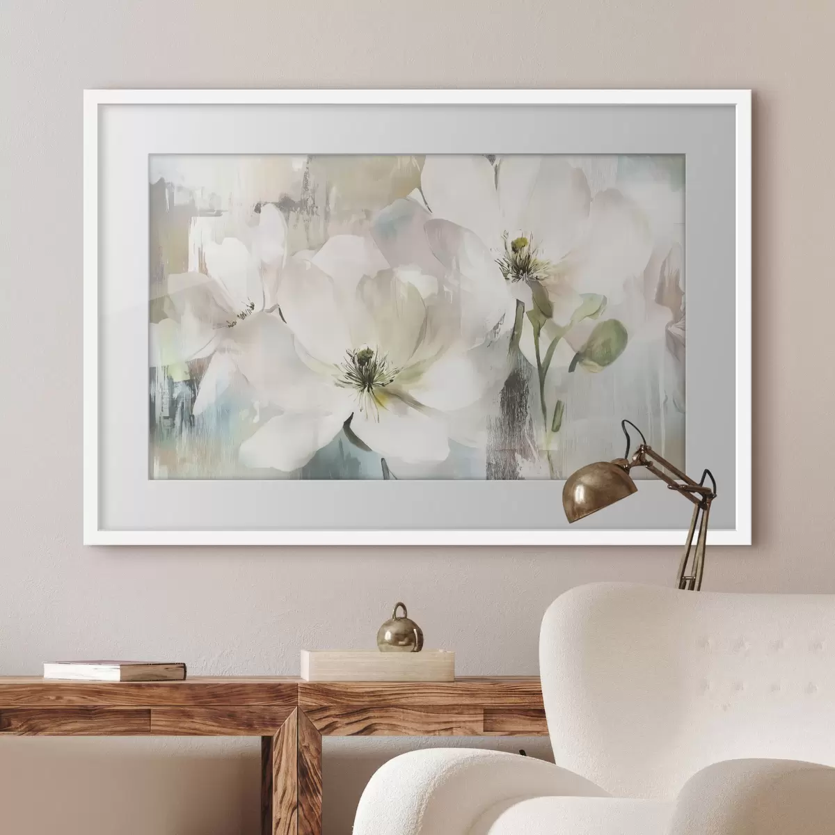 Poster Pausa de flores blancas f43903