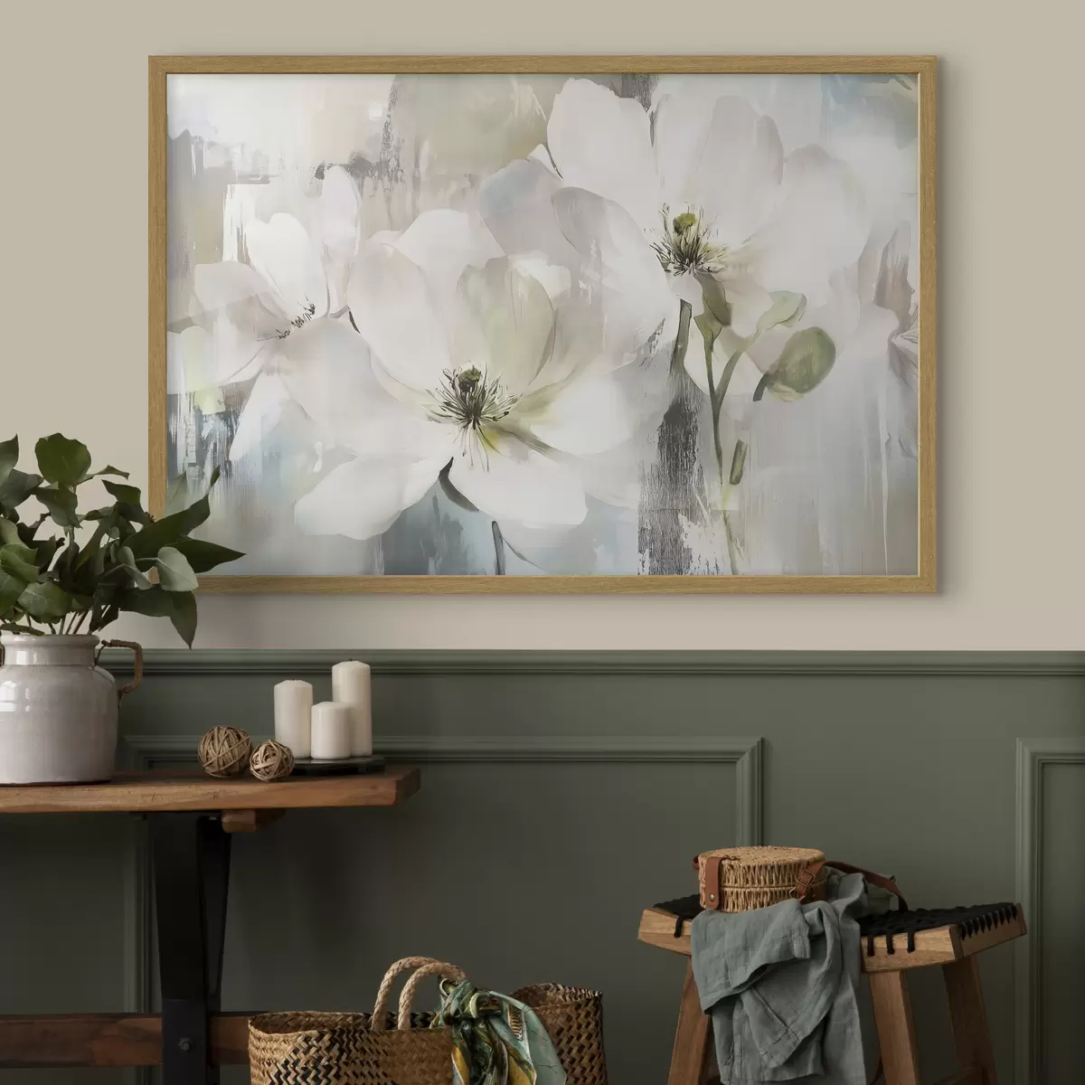 Poster Pausa de flores blancas f43903