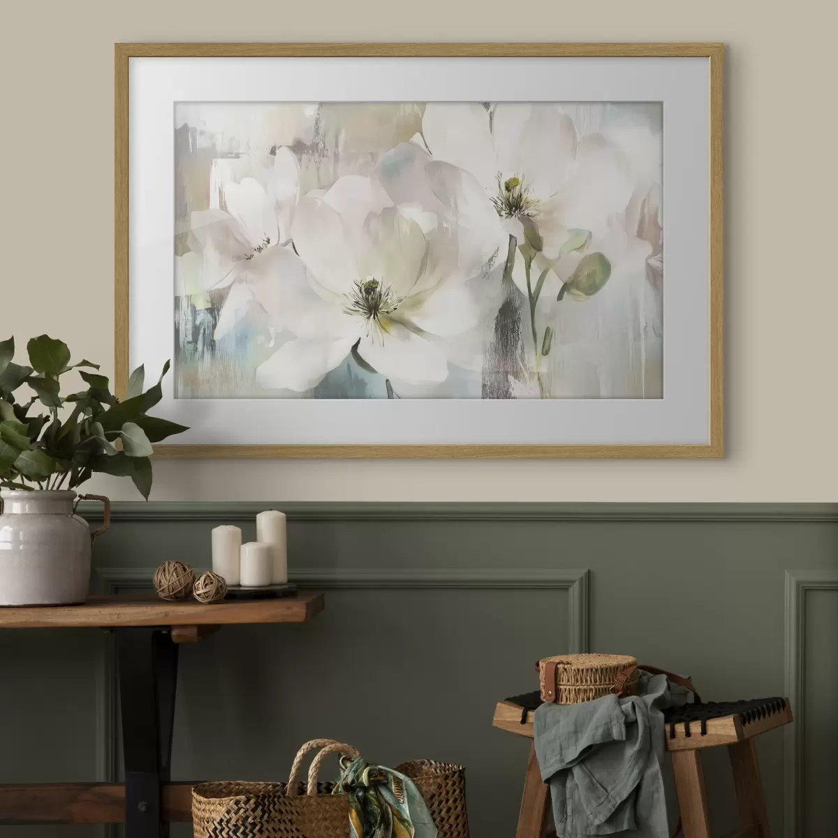 Poster Pausa de flores blancas f43903