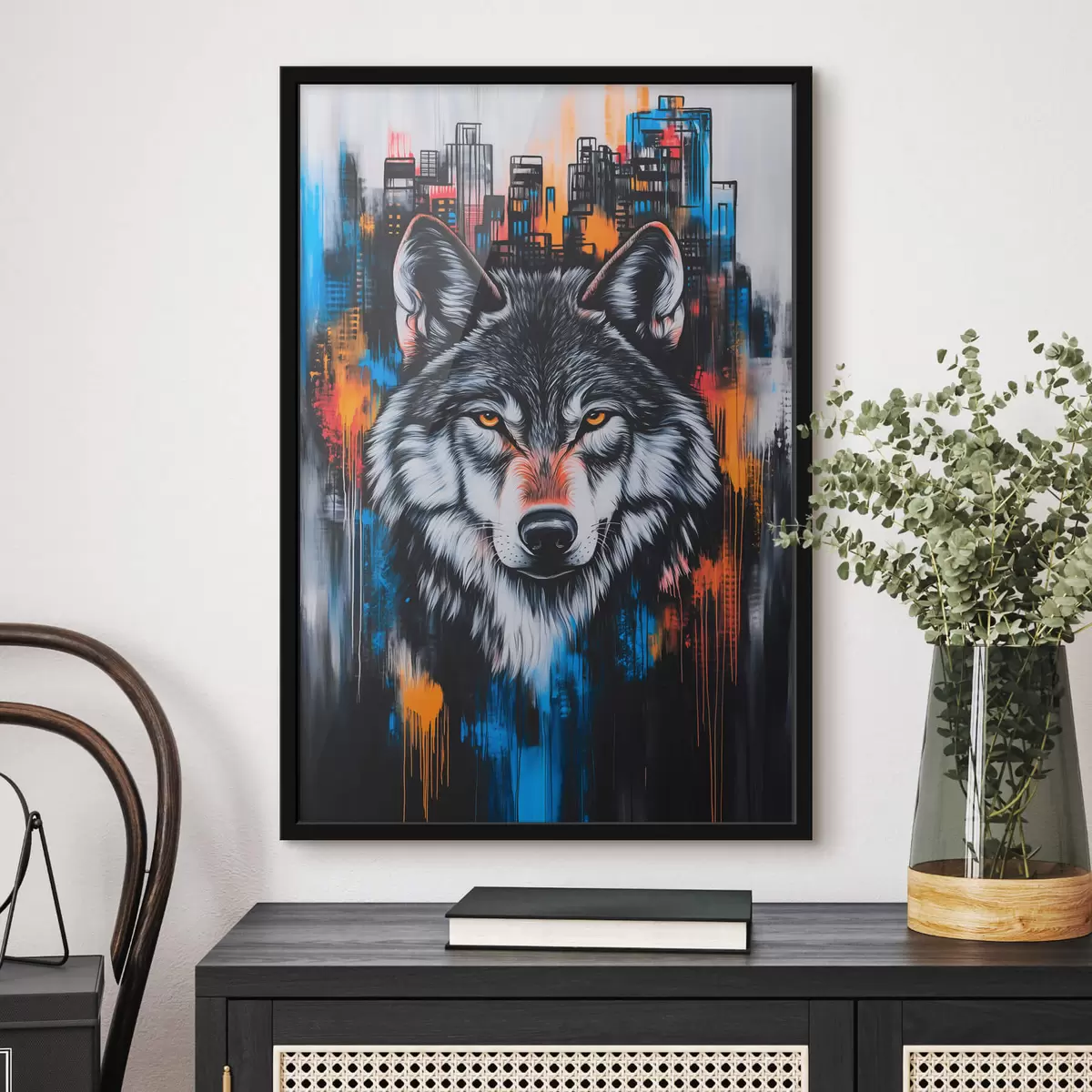 Poster Un lobo en el fondo de la ciudad f42994