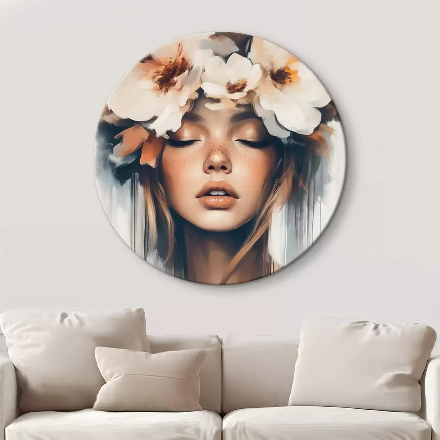 murales de pared Retrato de mujer con flores en el pelo r43001