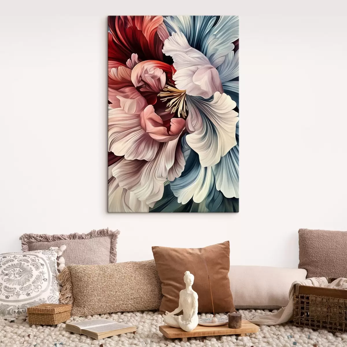 murales de pared Flor azul y roja s43905