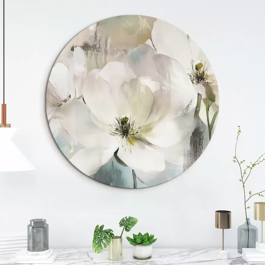 murales de pared Flores blancas al óleo r43903