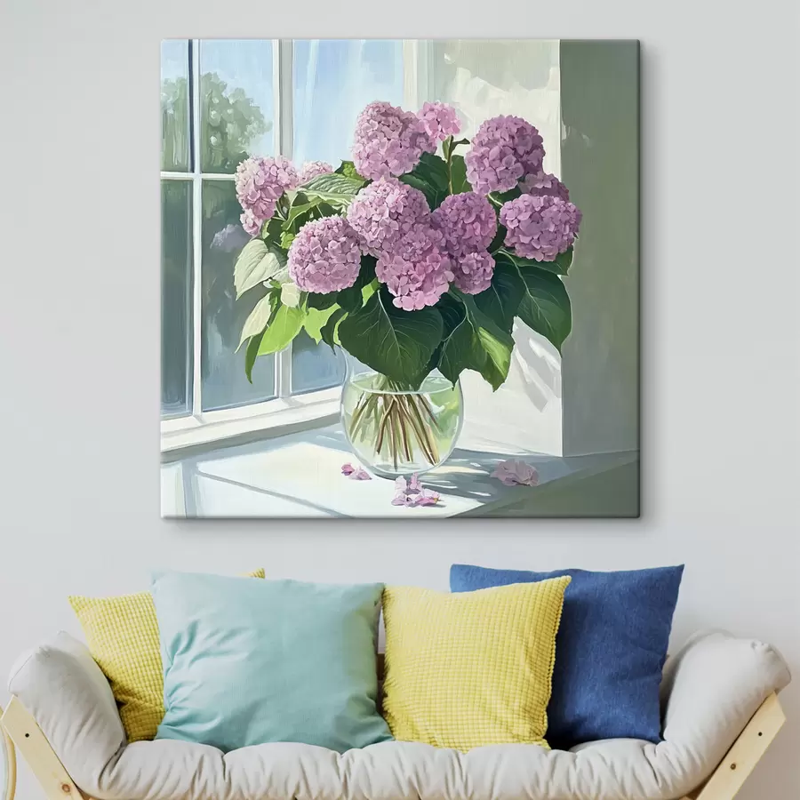 murales de pared Ramo de flores moradas en la ventana s43906