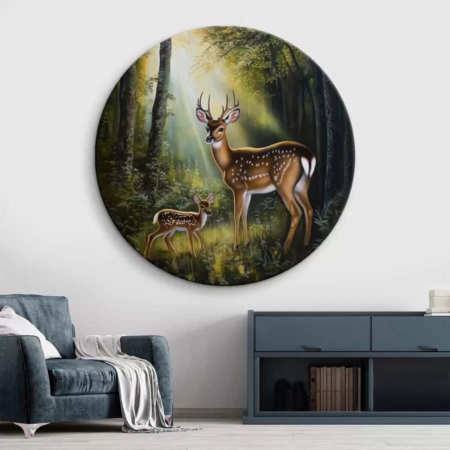 murales de pared Ciervo y cervatillo en el bosque r43915