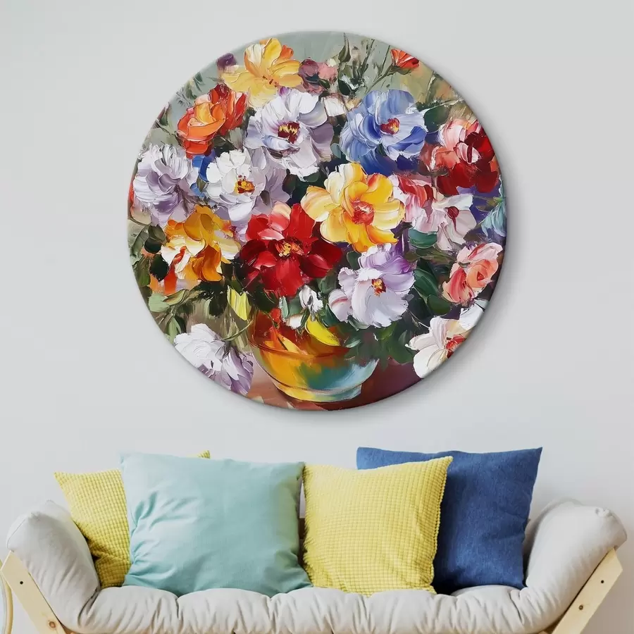 murales de pared Flores multicolores en un jarrón al óleo r43909