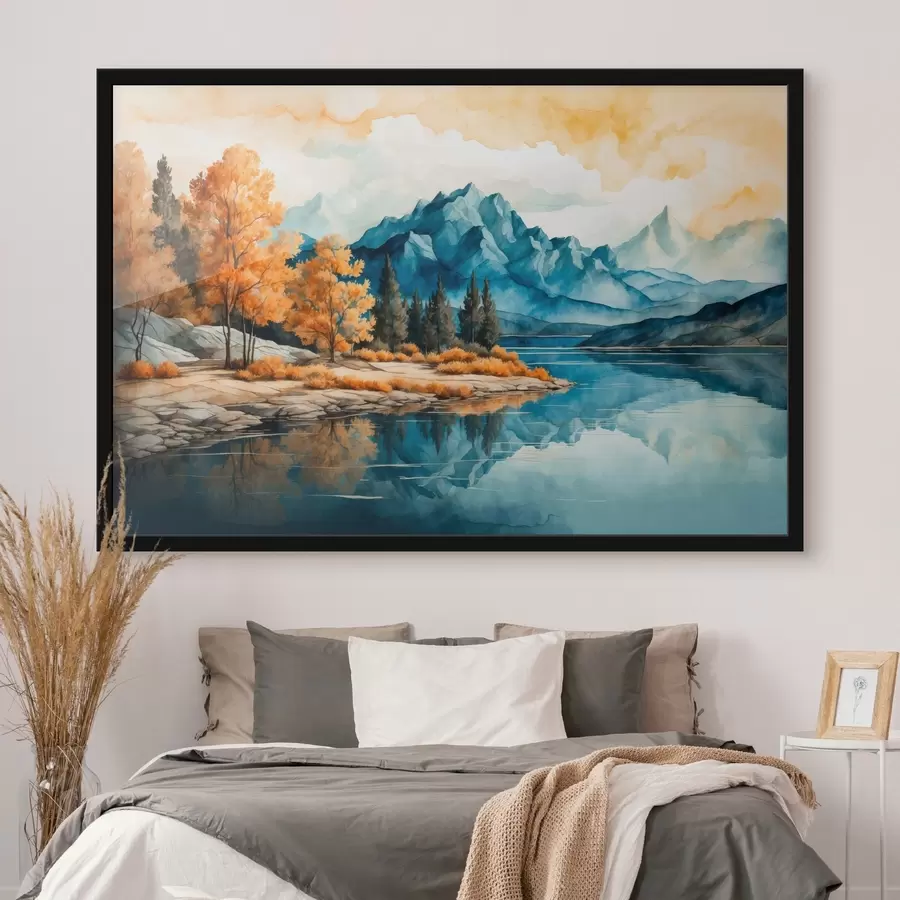 murales de pared Río que conduce a las montañas f43450