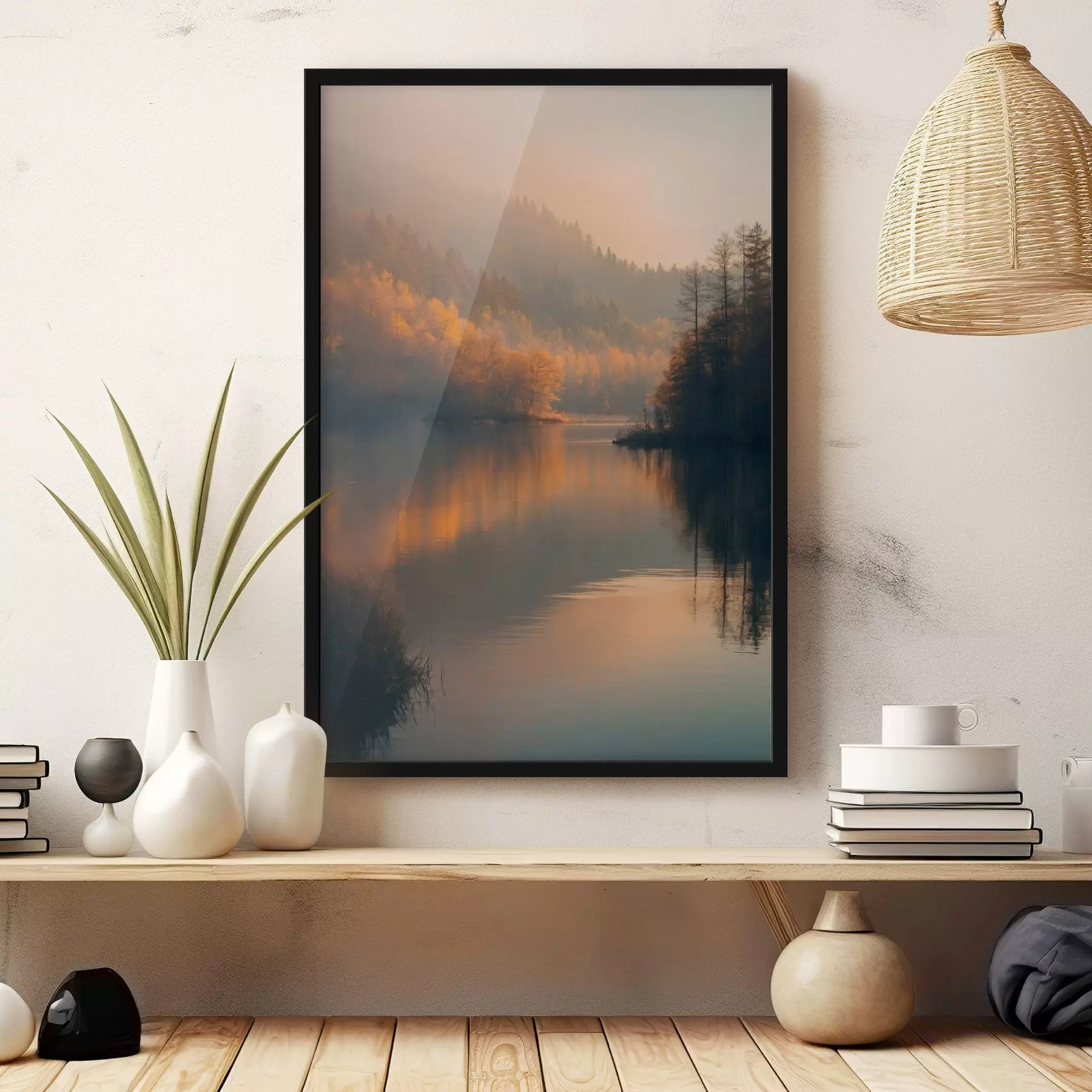 murales de pared Un lago en medio del bosque f43464