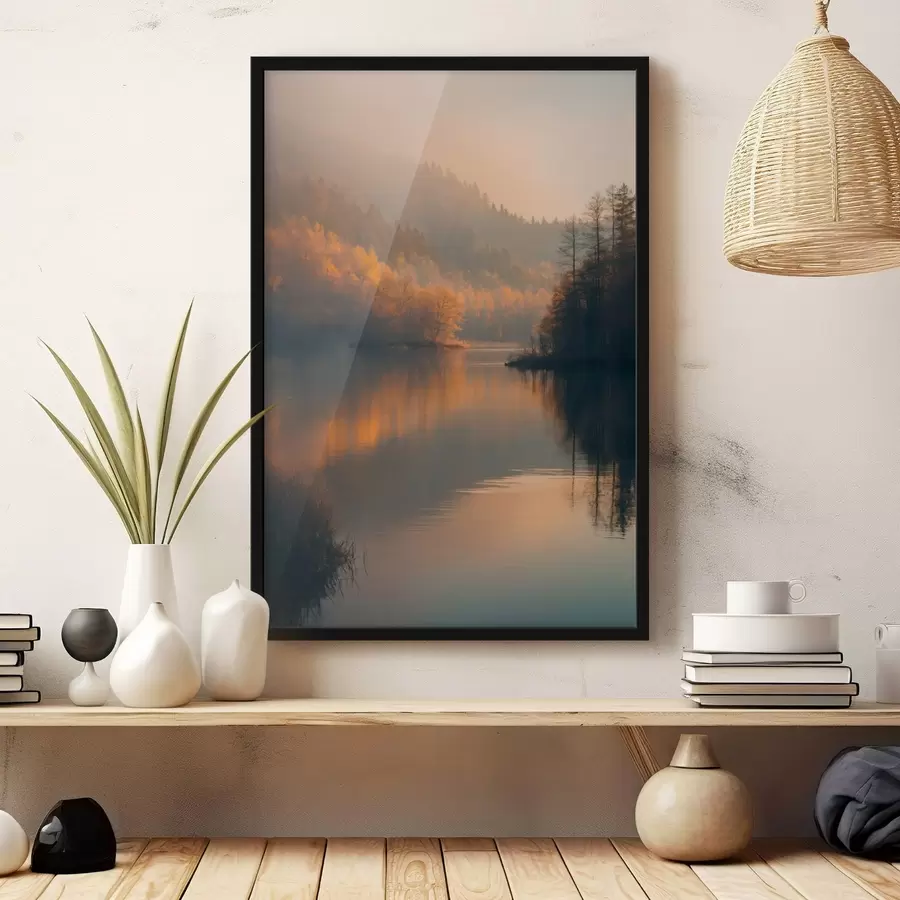 murales de pared Un lago en medio del bosque f43464