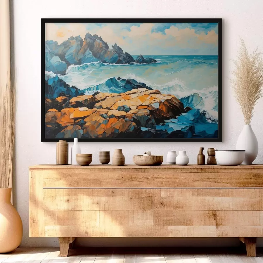 murales de pared Las olas chocan contra las rocas f43458