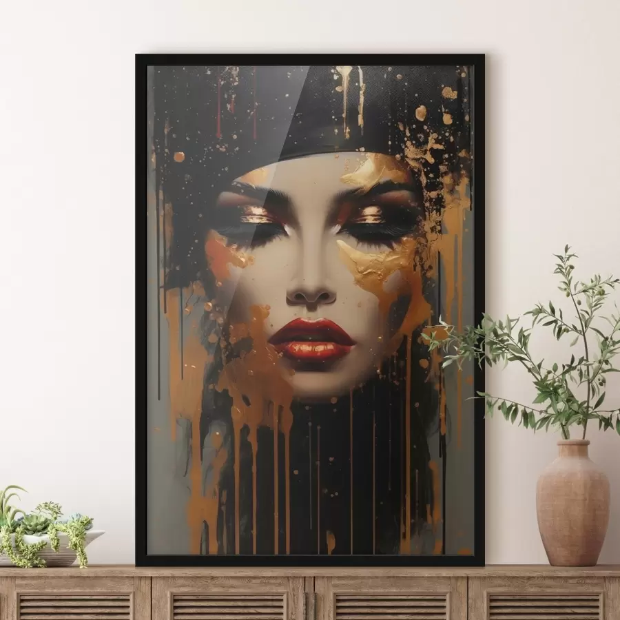 murales de pared Cara de niña con pintura amarilla f43468