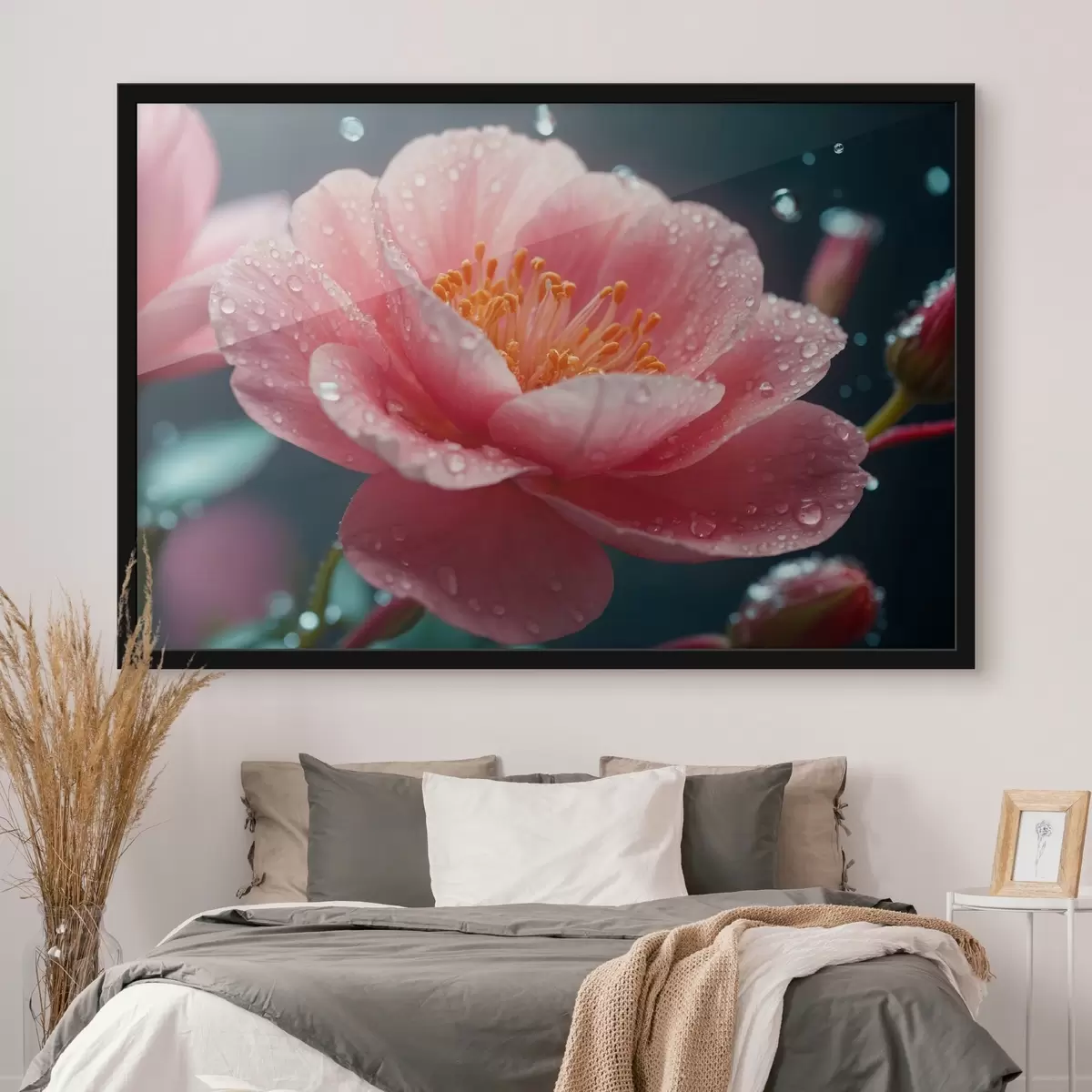 Poster Flor hiperrealista con gotas de rocío f43873