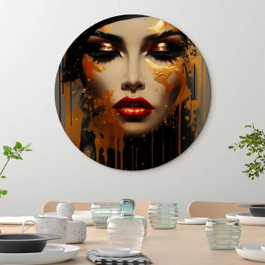 murales de pared Cara de niña con pintura amarilla r43468