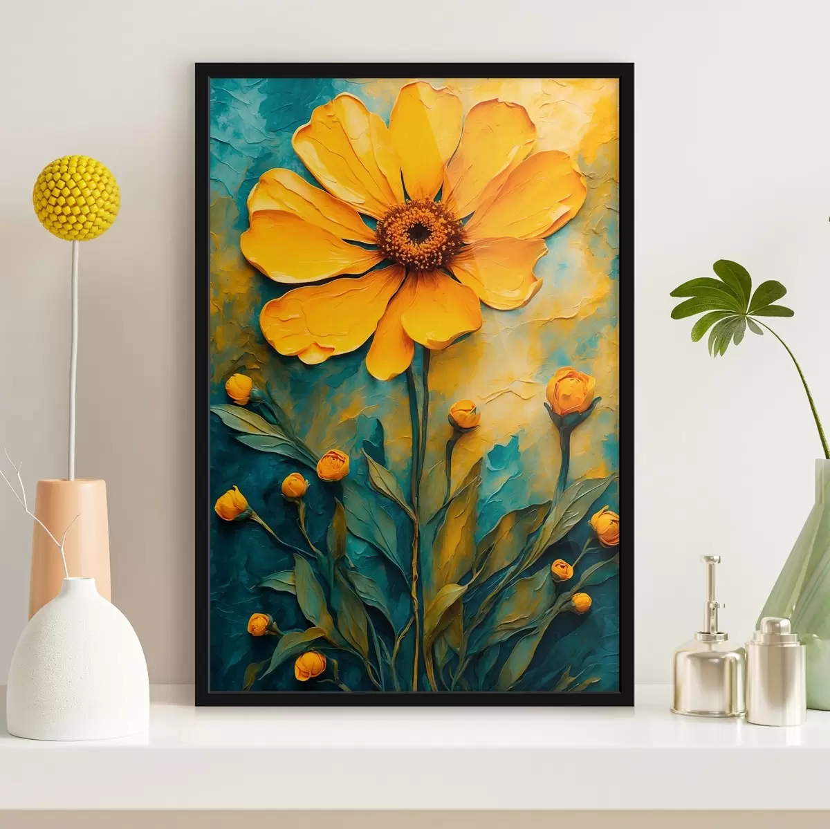 Poster Margarita amarilla al óleo f43870