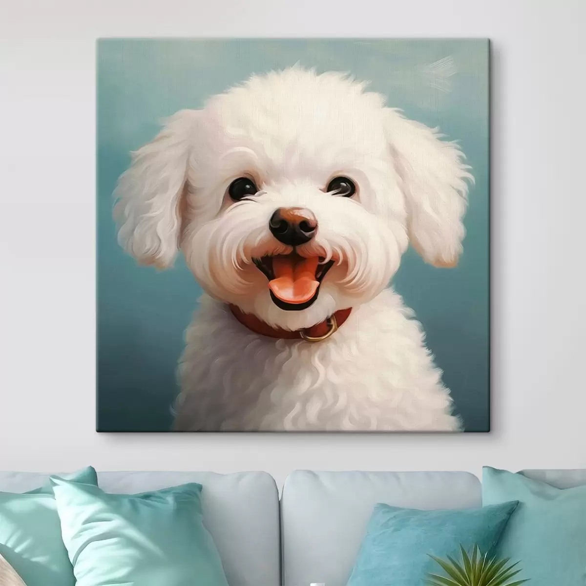 murales de pared Alegre perro blanco s43935