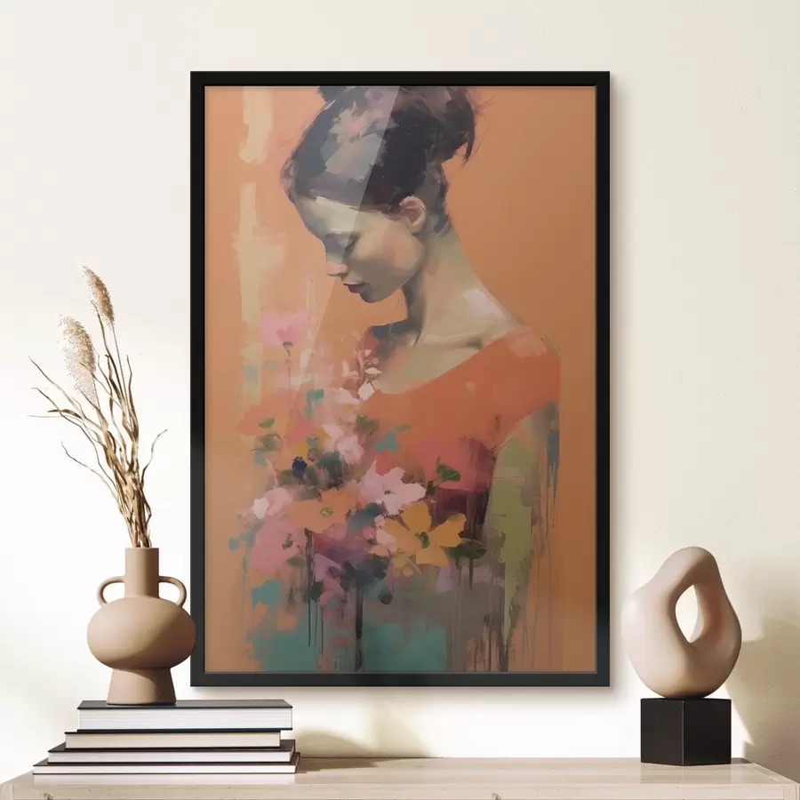 murales de pared Niña y flores f43933