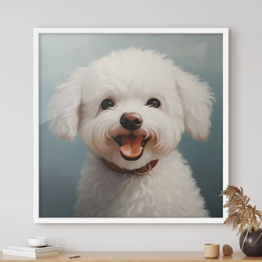 murales de pared Alegre perro blanco f43935