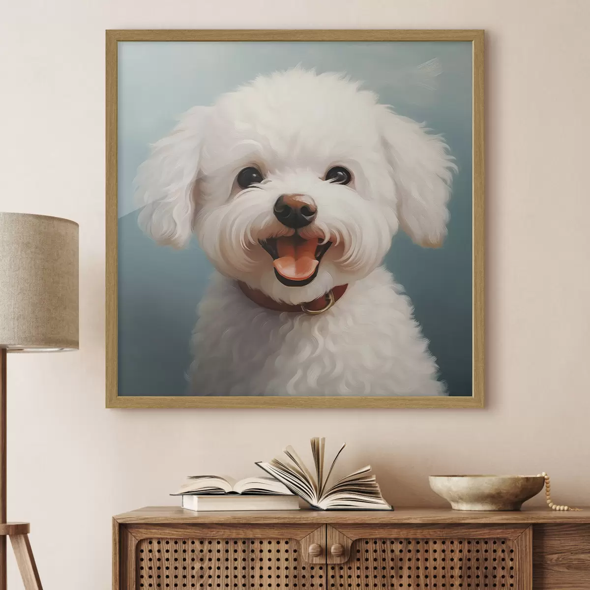 Poster Alegre perro blanco f43935