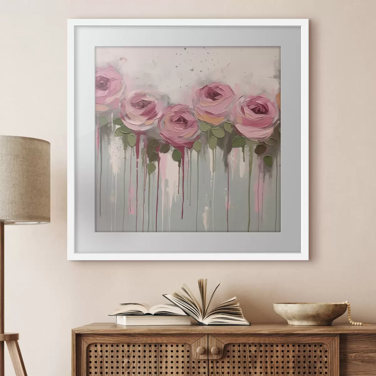 Poster Abstracción de flores rosas f43934