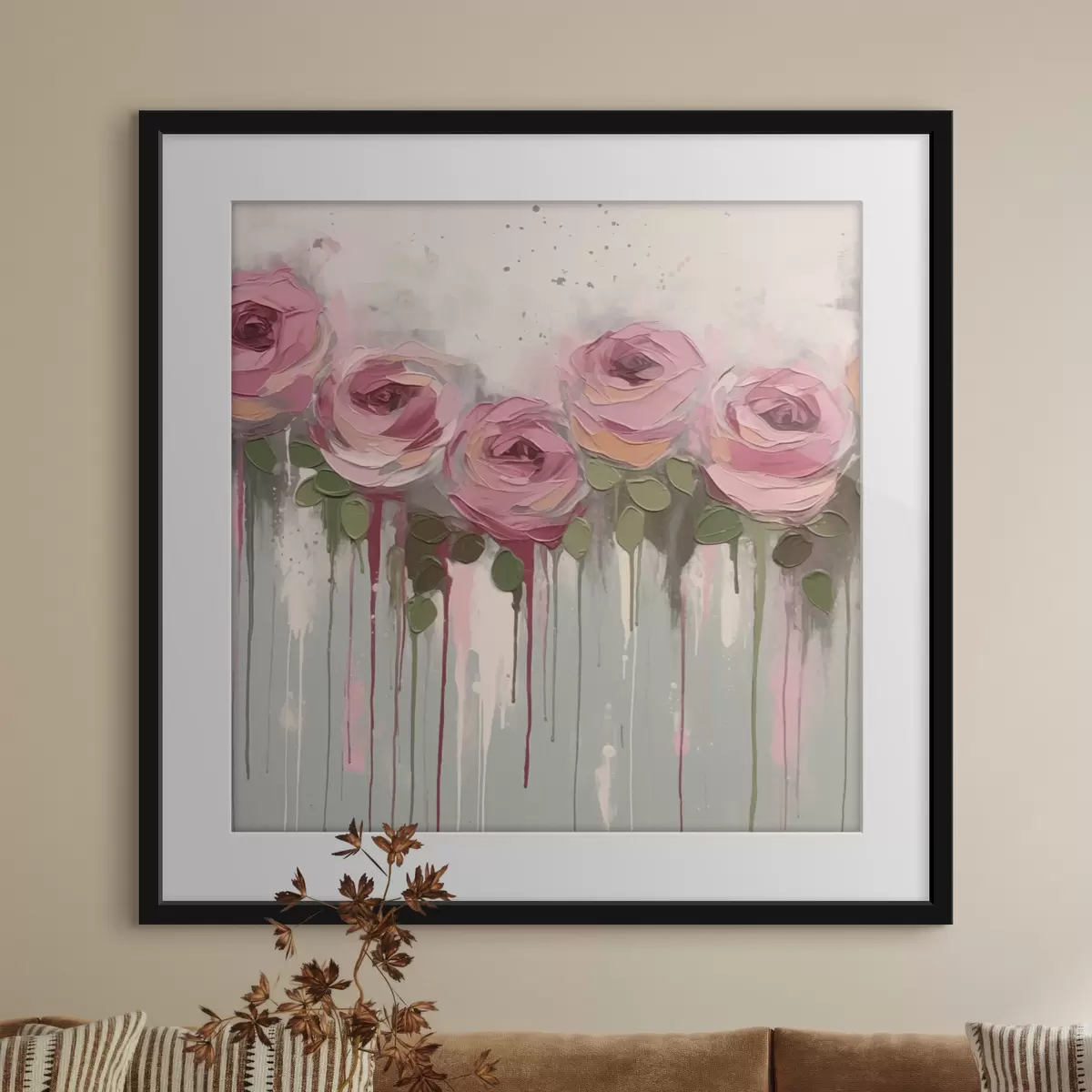 Poster Abstracción de flores rosas f43934