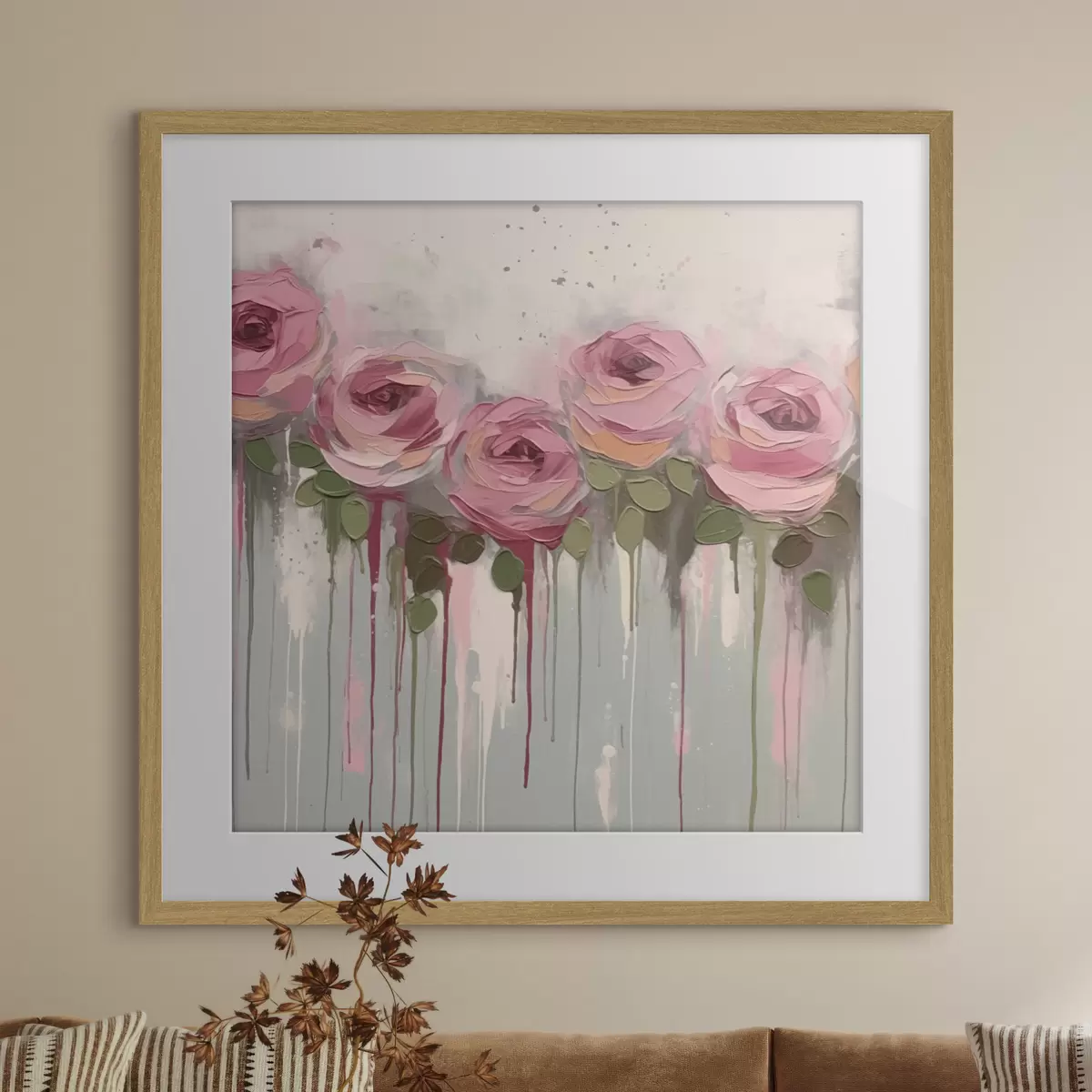 Poster Abstracción de flores rosas f43934