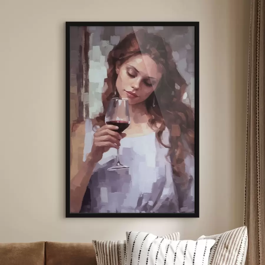 murales de pared Chica con vino f43936