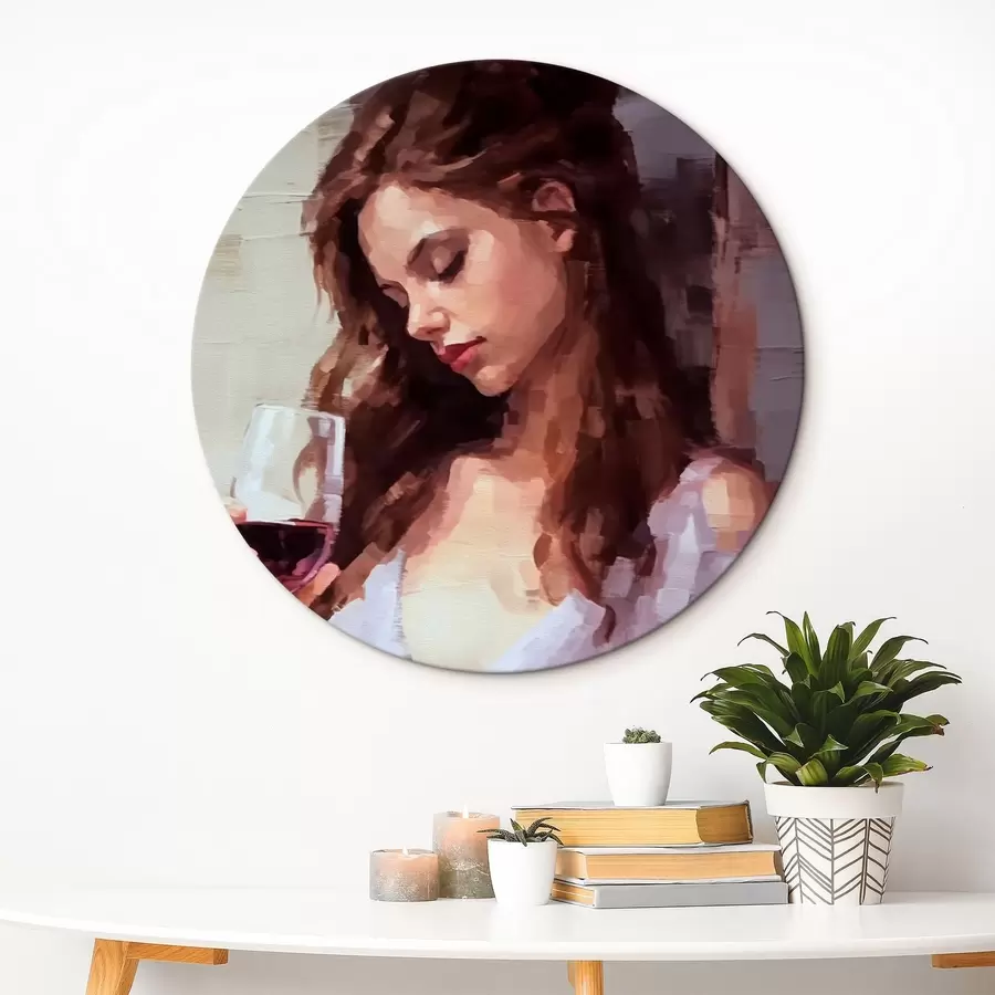 murales de pared Chica con un vaso de vino r43940