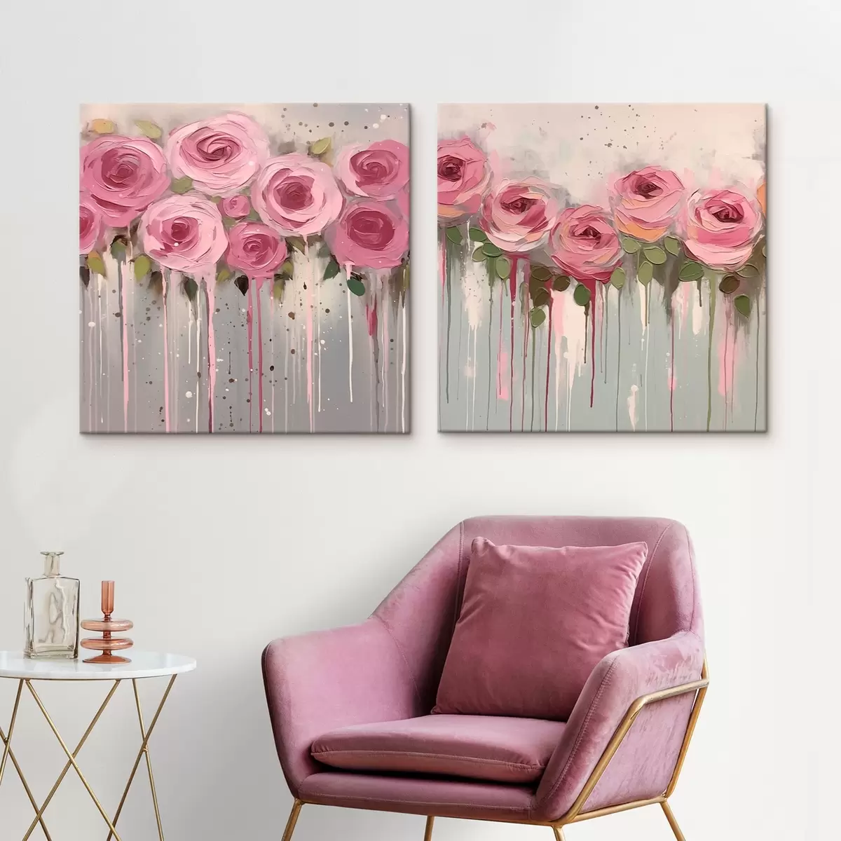 murales de pared Flores rosas con estilo m00442
