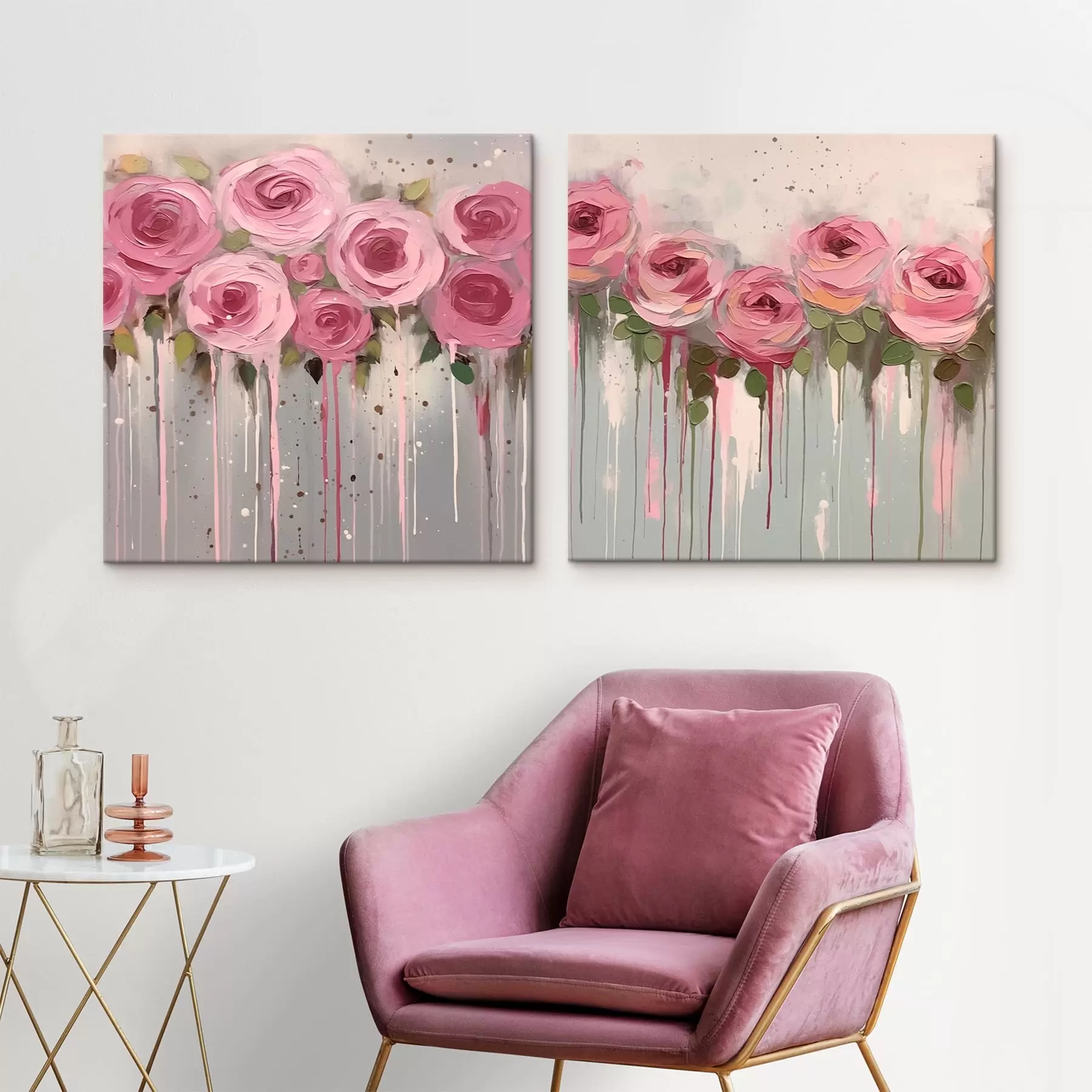 murales de pared Flores rosas con estilo m00442