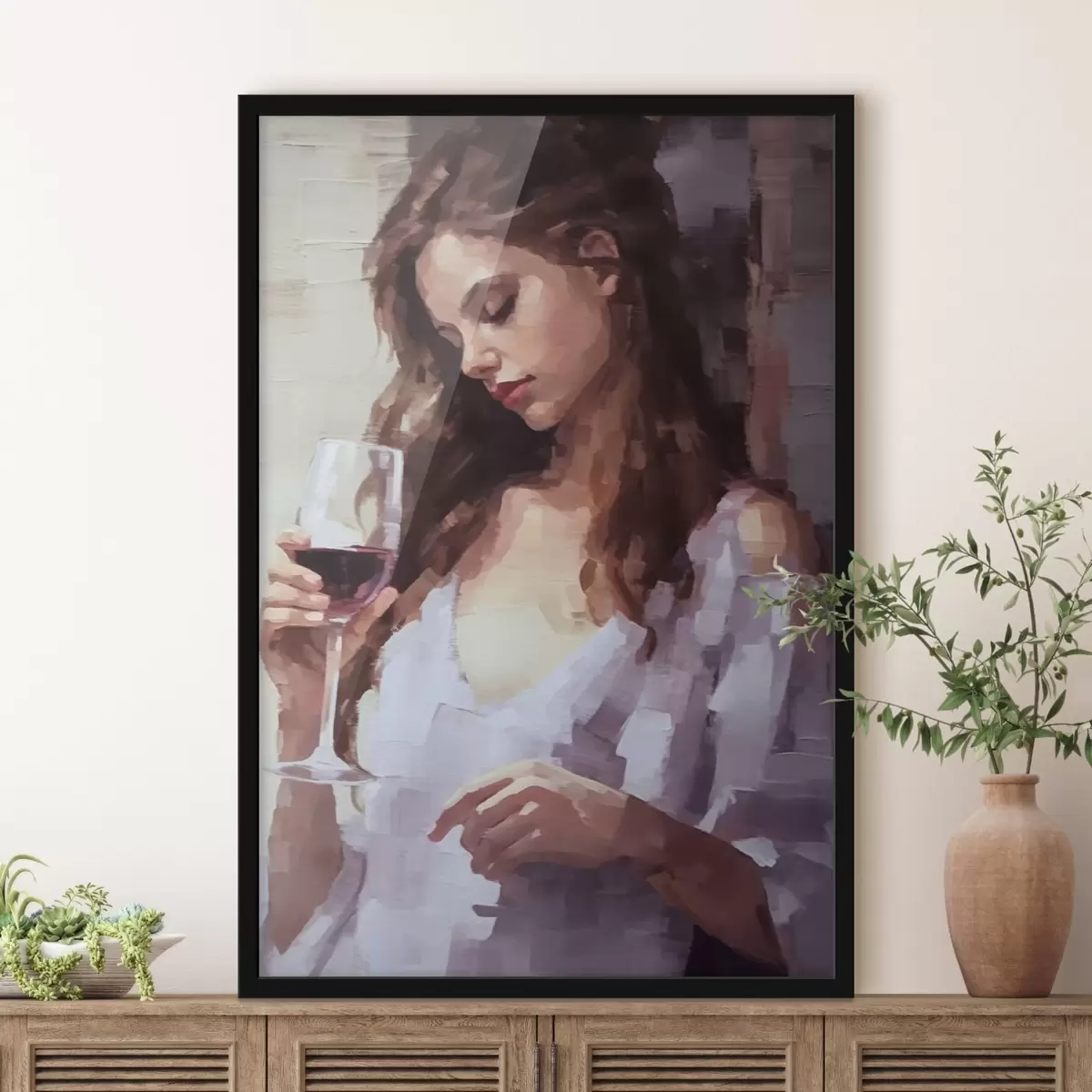 Poster Chica con un vaso de vino f43940