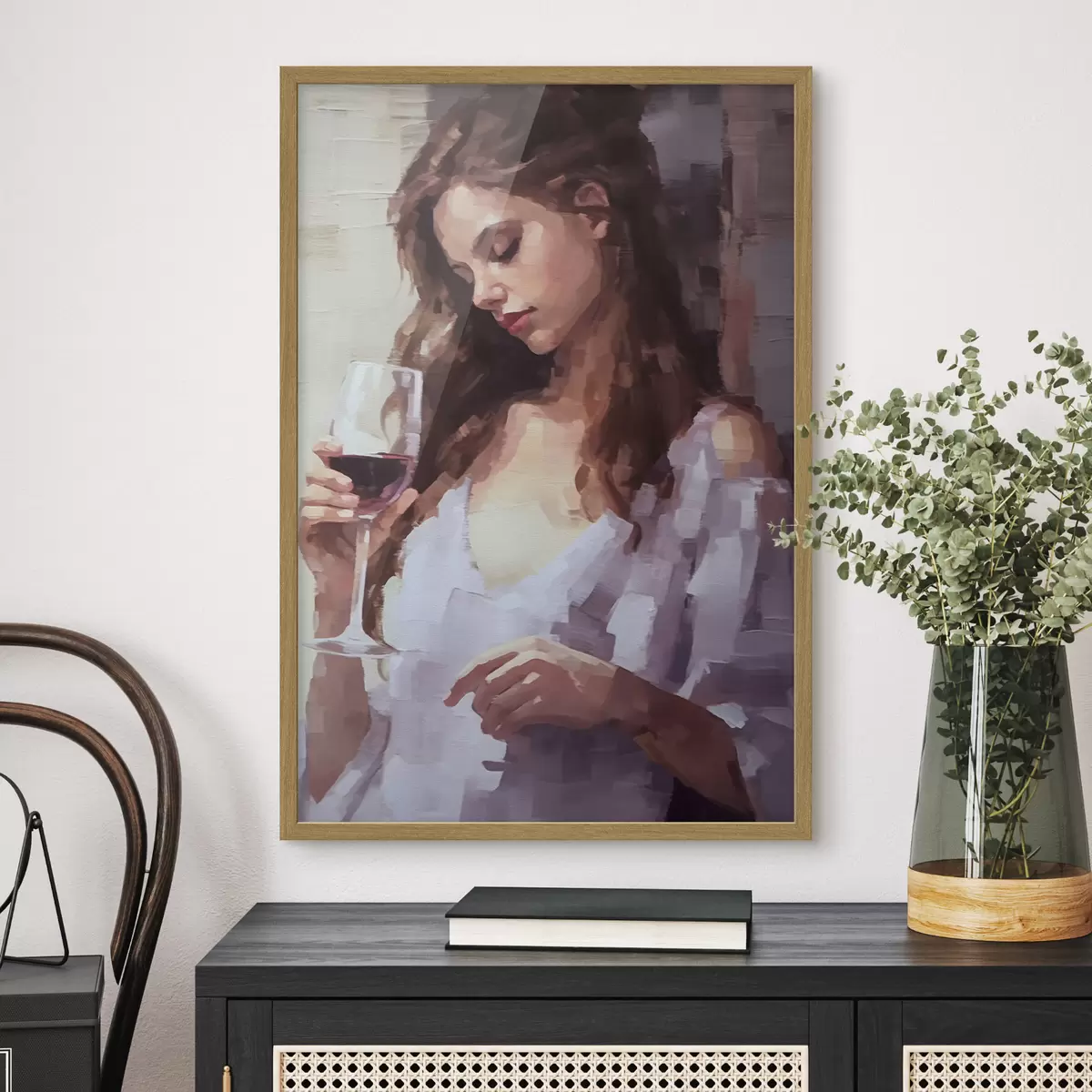 Poster Chica con un vaso de vino f43940