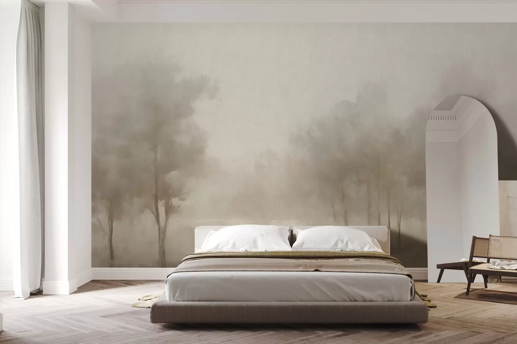 murales de pared Bosque abstracto con efecto sepia w03596
