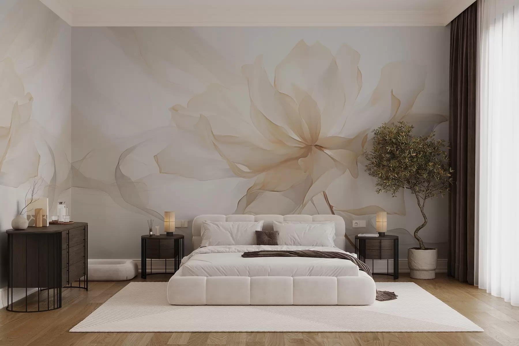 murales de pared Flor de moda en colores pastel w03605