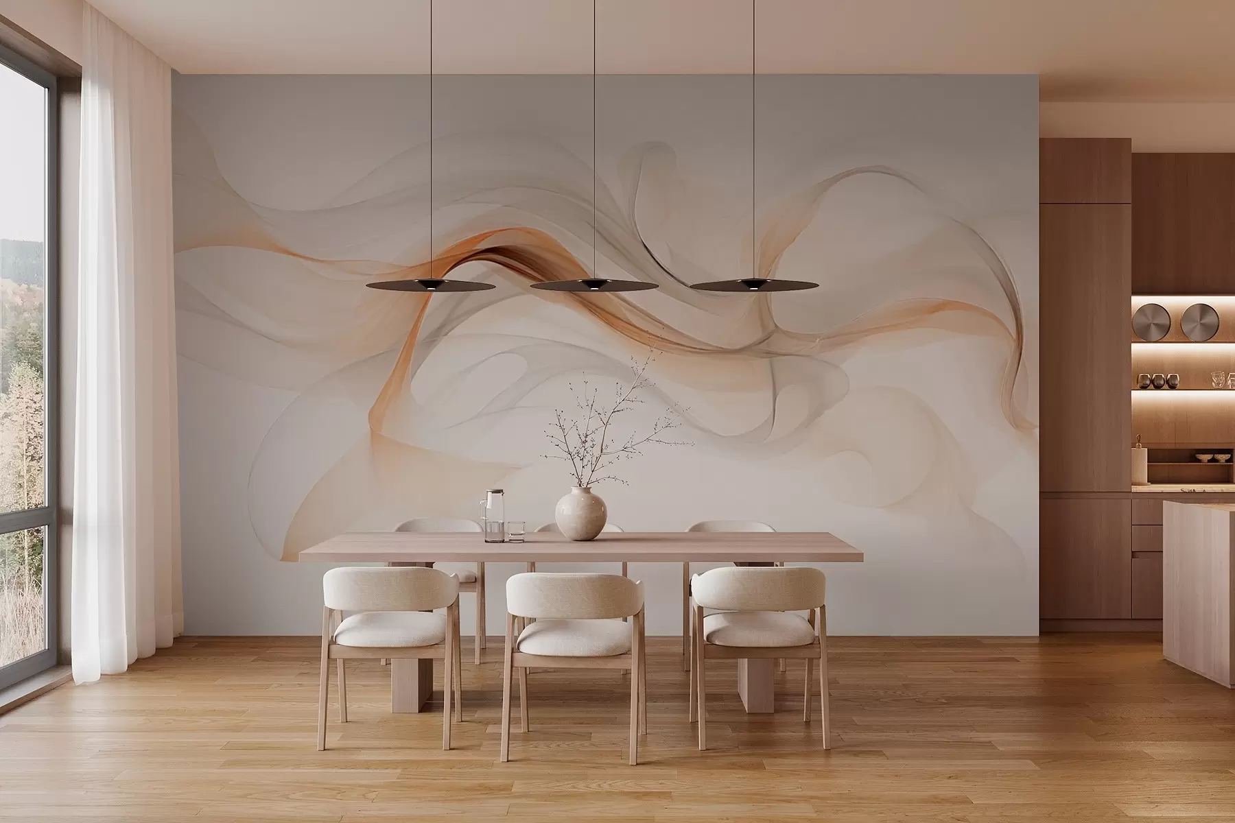 murales de pared Abstracción con ondas suaves w03609