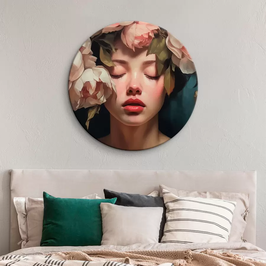 murales de pared Niña con una corona de flores r43250