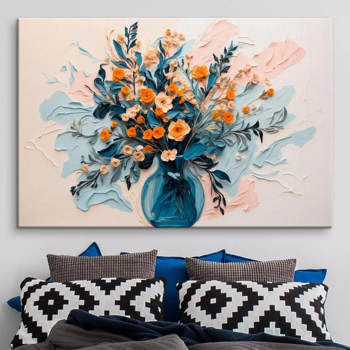 murales de pared Flores en jarrón transparente al óleo s43443